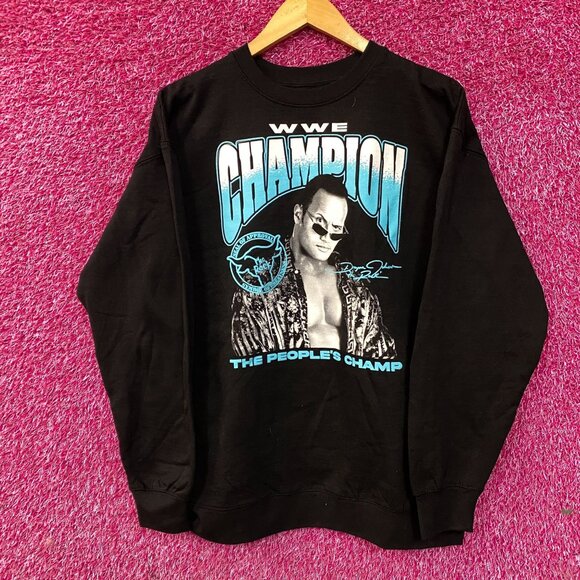 The Rock WWE Champion Attitude Era Crewneck Sweater Large - Picture 1 of 4
